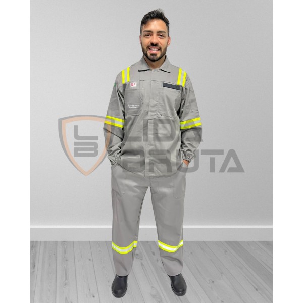 roupa eletricista atpv 11, nr10, anti chamas, fogo repentino, risco ii - cinza