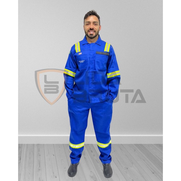 roupa eletricista atpv 11, nr10, anti chamas, fogo repentino, risco ii - azul royal