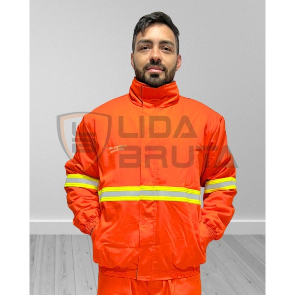 jaqueta japona eletricista nr10, anti chamas, fogo repentino, risco ii - laranja