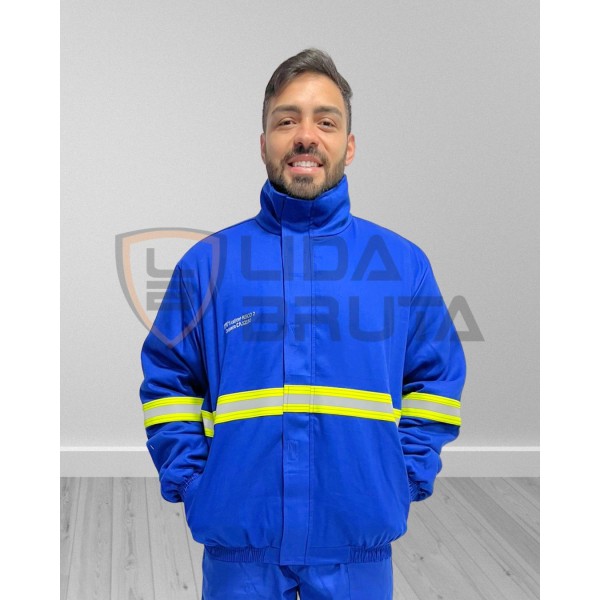 jaqueta japona eletricista nr10, anti chamas, fogo repentino, risco ii - azul royal